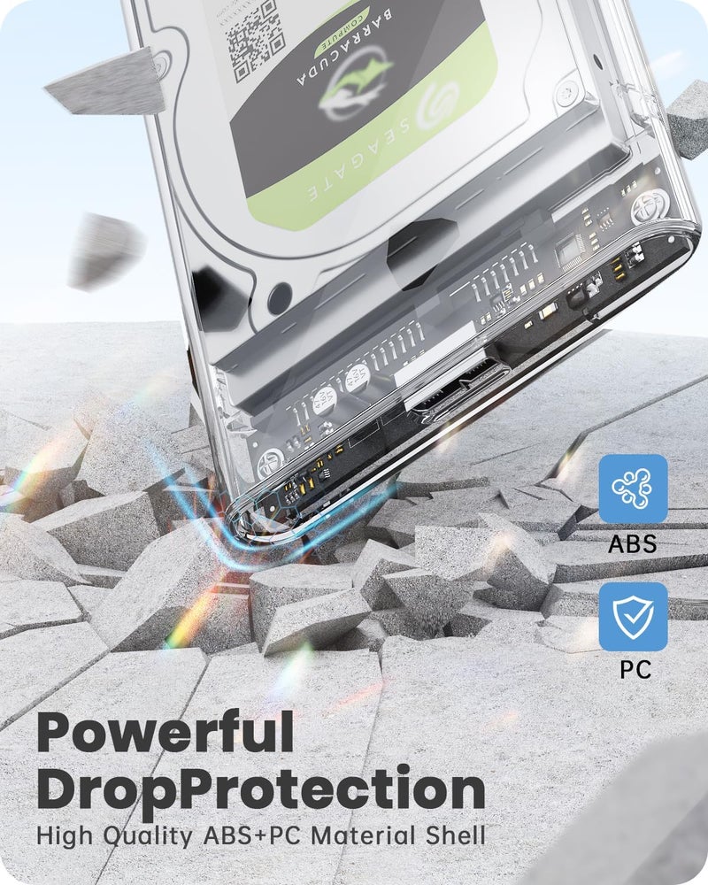 POSUGEAR حافظة قرص صلب خارجي 2.5 بوصة USB 3.0 إلى SATA III بدون أدوات حافظة قرص صلب خارجي واضحة لـ 7mm/9.5mm 2.5 بوصة SSD HDD مع UASP، متوافقة مع WD توشيبا سامسونج PS4 إكس بوكس PC TV - Image 5